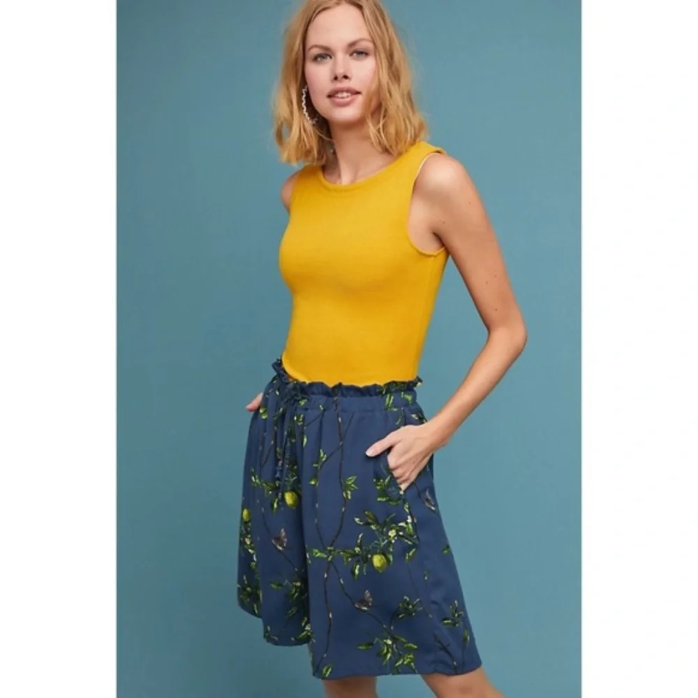 NWT Anthropologie Lemon Print Bermuda Shorts